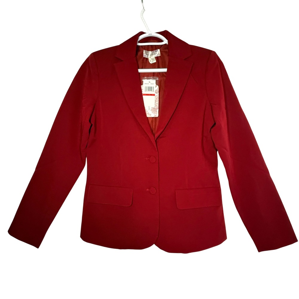 Band of the Free Marjorie Blazer Women XS Burgundy Red NWT Two Button